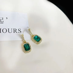 French Retro Emerald Drop Earrings: Add a Touch of Personality with Simple Green Gemstone Jewelry