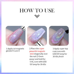 BORN PRETTY 9D Laser Cat Magnetic Gel - Pink Purple Soak Off UV LED Nail Varnish