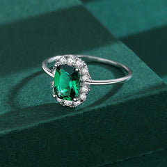 2024 NEW Classic Emerald Ring For Woman Real S925 Silver Diamond Crystal Flower