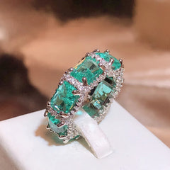 Indulge in Luxury: Sterling Silver Aquamarine Topaz Ring with Paraiba Zircon