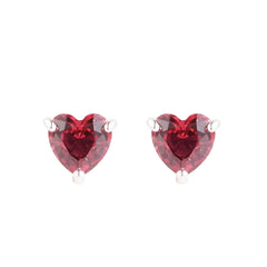 Valentine's Day Delight: New 925 Sterling Silver Red Heart Stud Earrings,