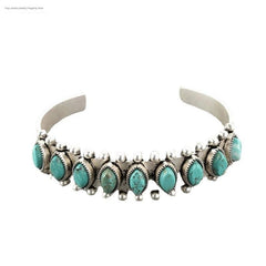 New Bohemian Style Natural Turquoise Open-Ended Bracelet Amazon Hot Vintage Pattern Bracelet Bracelet for Women