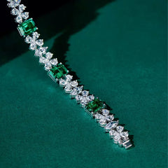 2024 New Charm 925 Silver Emerald Bracelets Dazzling AAA Zircon Tennis Bracelet