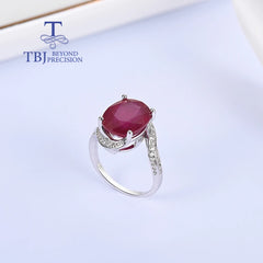 Luxury Natural Diffusion Glass Ruby Ring: Elegant Fashion in 925 Sterling Silver for Women