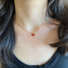 Europe's Top Jewelry: Rose Gold Red Chalcedony Heart-Shaped Necklace and Bracelet Set