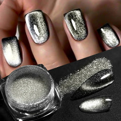 Reflective Magnetic Chameleon Nail Powder - Black Blue Chrome Glitter Pigment