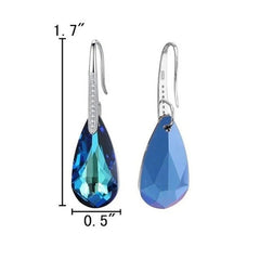 Women Aquamarine Crystal Silver Teardrop Hook Dangle Earrings Jewelry Party Gift