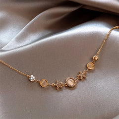 New Fashion Gold Color Zircon Opal Bracelet for Women: 18K Gold Plated Star Adjustable Bracelet