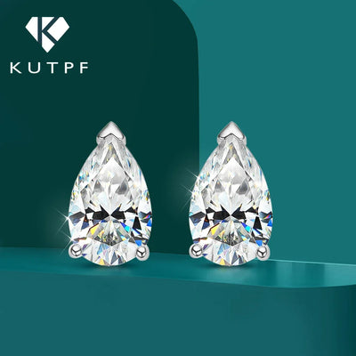 1-4 Carat Pear Cut Moissanite Diamond Stud Earrings: GRA Certified, S925 Sterling Silver Waterdrop Ear Studs