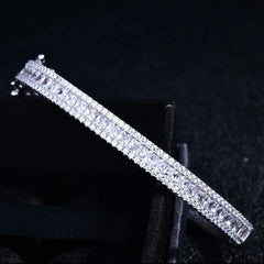 WPB Luxury Rainbow Zircon Bangle: Colored Square Diamond, Platinum Plating