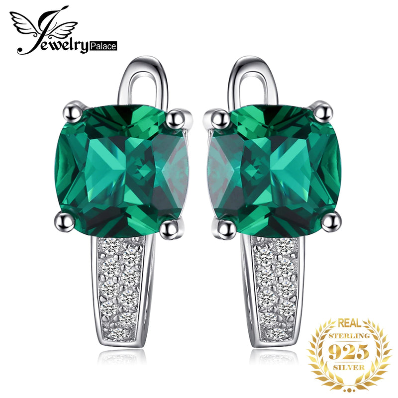 Jewelry Palace 925 Silver Gemstone Hoop Earrings: Emerald, Ruby, Sapphire