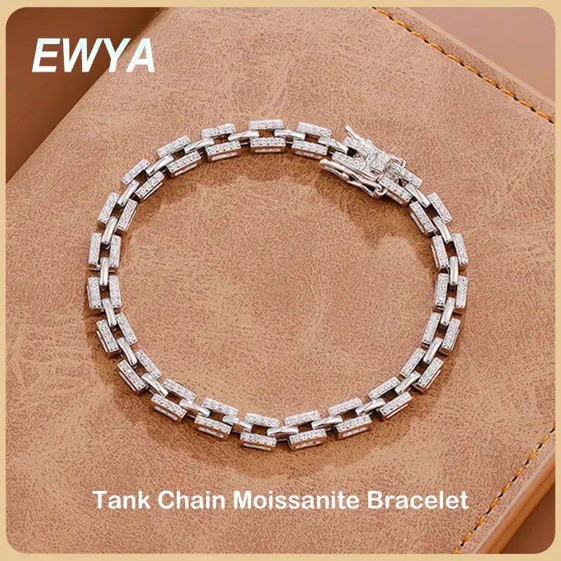 Luxury Designer Tank Chain Moissanite Bracelet