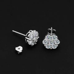 5mm Flower Shape All Moissanite Stud Earrings with Certificates 925 Sterling Silver D Color Diamond Studs for Women Fine Jewelry