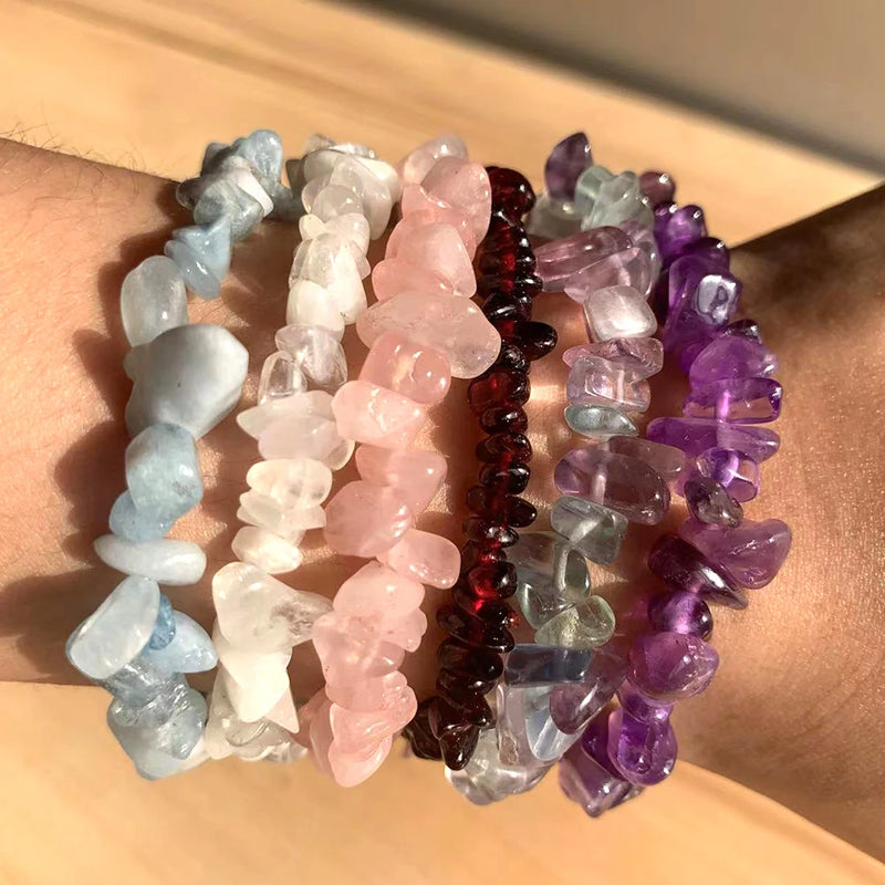 Create Your Own Balance: Natural Aquamarine, Amethyst, Quartz, Moonstone, and Agate Crystal Bracelet for DIY Jewelry Making