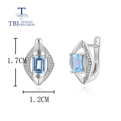 Sky Blue Topaz Rhombus Design Jewelry Set: Elegant Ring and Earrings for a Chic Look