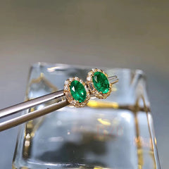 Natural Emerald Elegance: S925 Sterling Silver Fine Jewelry Earrings