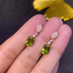 Luxurious 925 Silver Peridot Drop Earrings – Natural Peridot with 18K Gold Plating