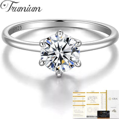 Trumium 0.5/1 Ct D Color Moissanite Ring: Stunning Diamond Moissanite Ring crafted in S925 Silver