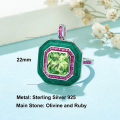 FFGem Trendsetter: 925 Silver Ring and Pendant with Peridot - Mix Color, Invisible Design