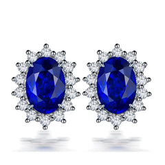 European and American Retro French Geometric Synthetic Sapphire Earrings for Women