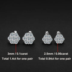 5mm Flower Shape All Moissanite Stud Earrings with Certificates 925 Sterling Silver D Color Diamond Studs for Women Fine Jewelry