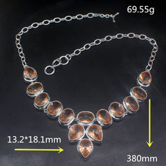 Glowing Honey Topaz Chain Necklace: Sterling Silver Elegance for Women