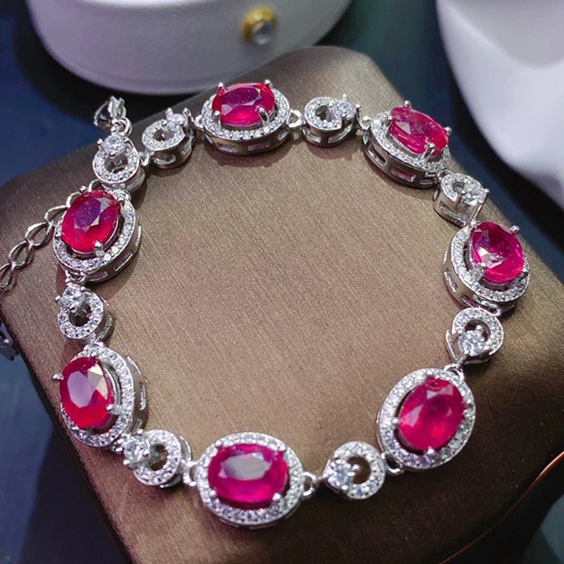 Natural Ruby Bracelet for women silver 925 jewelry luxury gem stones 18k gold plated free shiping items - Gadget and Glam Shop