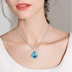 Fashion Dolphin Necklace with Heart Sapphire Zircon Crystal Pendant: Engagement Necklaces for Women