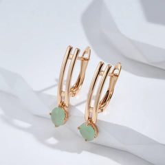 SYOUJYO Water Drop Emerald Green Natural Zircon Earrings For Women 585 Rose Gold Color Wedding Jewelry Luxury Dangle Earrings