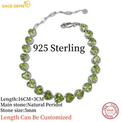 SACE GEMS 925 Sterling Silver Bracelet Featuring 5mm Natural Peridot Gemstone for Women