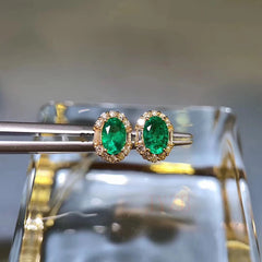 Natural Emerald Elegance: S925 Sterling Silver Fine Jewelry Earrings