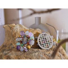 Glamour in Rounds: Handmade Crystal Amethyst Stone Stud Earrings with Stainless Steel Stylish Charm Bead