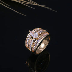 18K Multi Gold Ring for Women with Natural 1 Carat Diamond