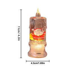 Christmas Candle Night Light Clear Flameless Taper Candles Water-Filled LED Lighted Pillar Candles Flickering LED Candles With