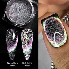 Reflective Magnetic Chameleon Nail Powder - Metallic Glitter Dust for Art & Manicure