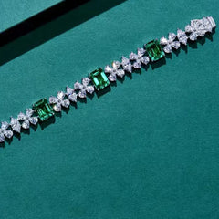 2024 New Charm 925 Silver Emerald Bracelets Dazzling AAA Zircon Tennis Bracelet