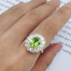 SACE GEMS Luxury Peridot Ring for Women – Resizable 925 Sterling Silver with Sparkling Design