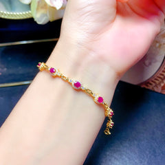 Elegant 925 Sterling Silver Ruby Bracelet - Luxurious Jewelry for Ladies, Perfect Graduation Gift, Boutique Quality