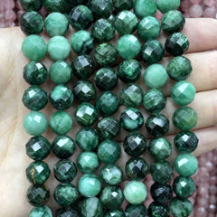 6/8/10MM Natural Stone Faceted Emerald Green Round Gemstone Spacer Beads For Jewelry Making DIY Bracelet Necklace 7.5''inches