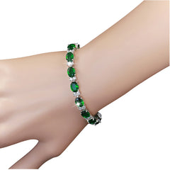 Luxury 925 Silver Bracelet Emerald Moissanite Fine Jewelry Charm Bracelet for Woman Wedding Accessories Gift