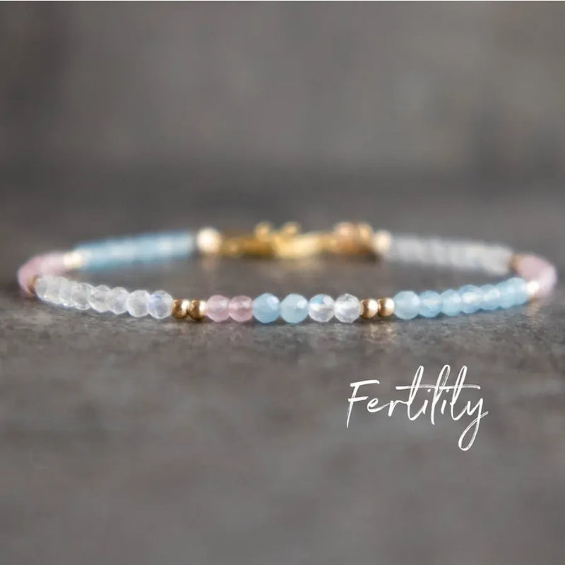 Mom-to-Be Fertility Bracelet: Rose Quartz, Moonstone & Aquamarine Blessings