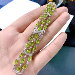 Versatile Luxury: Natural Peridot 925 Silver Ladies Bracelet - Simple, Fashionable Design