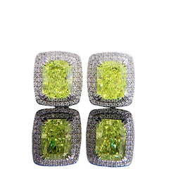 Spring Qiaoer Luxury 925 Sterling Silver Crushed Ice Cut Peridot Gemstone Stud Earrings