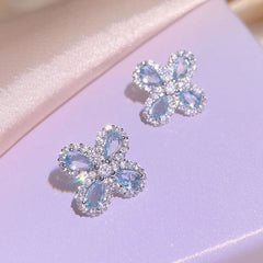 Chic Korean Aquamarine Jewelry Set: Exquisite Necklaces, Earrings, and Pendant Rings