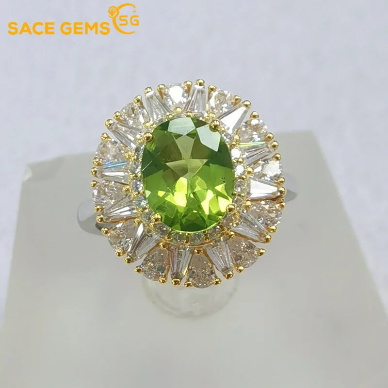 SACE GEMS Luxury Peridot Ring for Women – Resizable 925 Sterling Silver with Sparkling Design