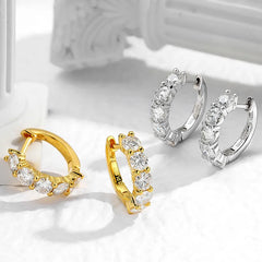 Smyoue 18k 3cttw Moissanite Hoop Earrings: Stunning 4mm D Color Sparkling Created Diamond Stones in 925 Sterling Silver