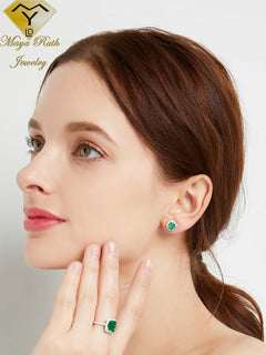 Sophisticated Simplicity: Emerald Square Stud Earrings in Real 925 Sterling Silver