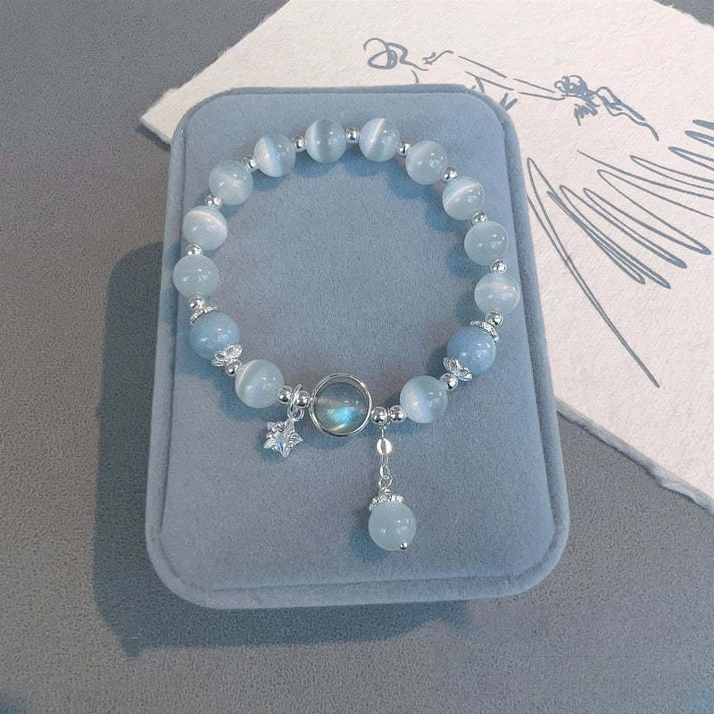 New Fashion Simple Opal Sea Blue Moonstone Crystal Bracelet for Women