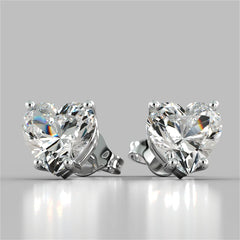 925 Sterling Silver 4 Carat Heart Shape Moissanite Stud Earrings