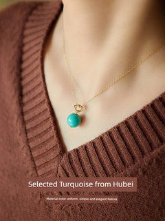 Mountain Ruler Necklace Women's New Chinese Pendant Mu Blue Turquoise